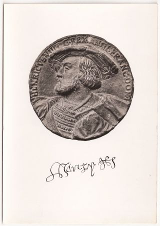British Museum Henry Viii (1509 - 1547) Lead Medal By H.  Schwartz Vintage Postcard