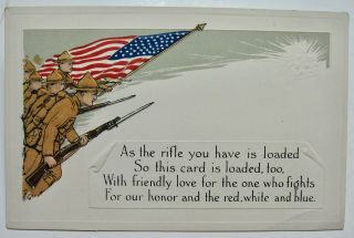 World War I Era Patriotic Military Embossed Postcard