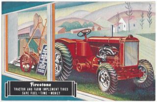 1934 Firestone Farming Tractor Advertising - Food,  Agriculture,  Vintage Postcard