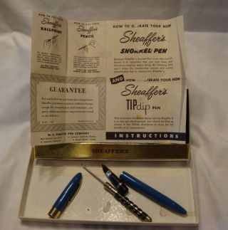 Vintage Sheaffer Snorkel Fountain Pen Blue 5 1/2 "