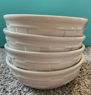 Longaberger Woven Traditions Pottery Ivory 6 7/8 " Cereal Soup Bowl Set Of 4