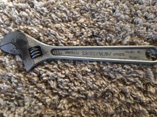 Vintage Crescent Crestology 8 " Adjustable Wrench Made In Usa