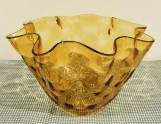 Vintage Amber Art Glass Thumbprint Oil Kerosene Gas Banquet Lamp Shade 4 " Fit