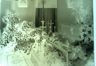 Antique Glass Plate Negative C1900 5”x7” Post Mortem Deceased Girl In Casket 2