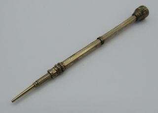 Antique Victorian Gold & Agate Mechanical Pencil Hand Engraved