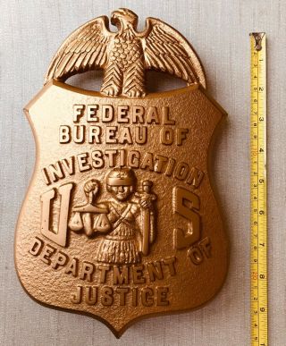 Large Fbi Department Of Justice Wall / Podium / Window Sign Plaque Badge Shield