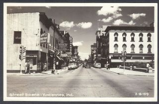 Rppc,  4th St And 300 Blk Of Main,  Vincennes,  In,  Coca Cola Signs,  Oct 15,  1951