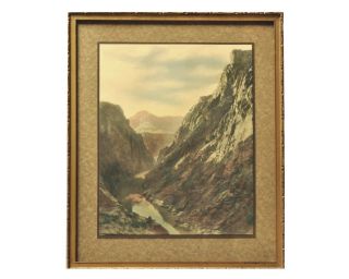 Vintage Kolb Brothers Colored Photograph Of Grand Canyon With Colorado River