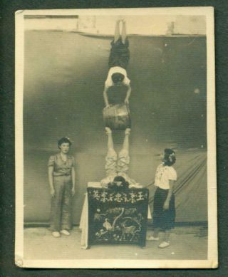 C.  1930 Chinese Circus Acrobat S Flying Tiger Brothers & Sisters Acrobatic Troupe