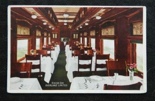 C1918 Union Southern Pacific Cnw " Overland Limited " Dining Car Interior Postcard