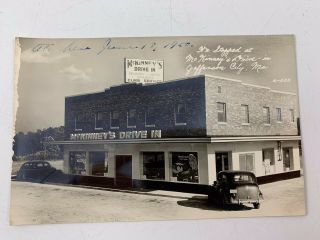 Vintage 1950 Rppc Postcard Of Mckinney’s Drive In Jefferson City Missouri