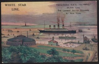 White Star Line Postcard Rms Olympic