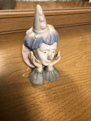 Lladro “like” 5129 Jester Figurine Clown Head Porcelain Bust Spain 6 "