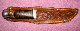 Vintage Kinfolks Usa Fixed Blade Knife 962 With Leather Sheath Bowie
