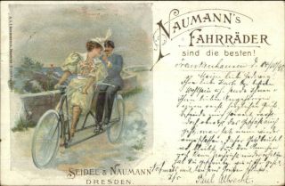 Seidel & Naumann Sewing Machines Dresden Couple Tandem Bicycle 1898 Pc