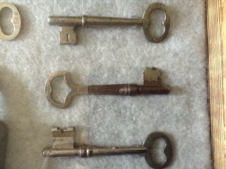 12 Antique Skeleton Key & Miller Paddle Lock in a Rustic Shadow Box for Display 8
