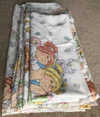 7pc Vintage 1983 Cabbage Patch Kids Full Fitted Flat Sheets Pillowcases & Fabric