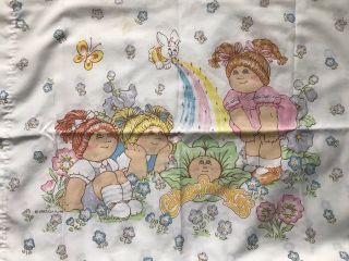 7pc Vintage 1983 Cabbage Patch Kids Full Fitted Flat Sheets Pillowcases & Fabric 2