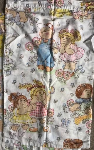 7pc Vintage 1983 Cabbage Patch Kids Full Fitted Flat Sheets Pillowcases & Fabric 7