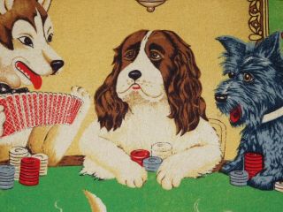 Vintage Turkey Tapestry Dogs Playing Cards Gambling Mid Century Wall Art Hanging 6