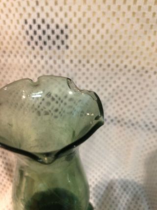 Vintage GREEN Glass Miniature Kerosene Oil Lamp Wedding Hong Kong Metal Base 5