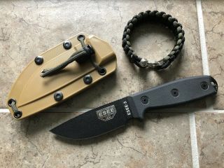 Esee 3 Fixed Blade Knife W/ Sheath And Paracord Bracelet