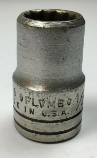 Vintage Plomb No.  5416 - 1/2 " 12 Point 1/2 " Drive Socket Made In U.  S.  A.  Plvmb Tool