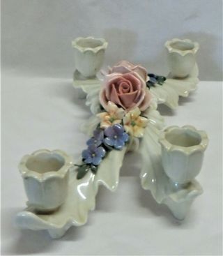 Porcelian Rose Flower Camdelabra candle holder - Karl Ens Voldstedt 5