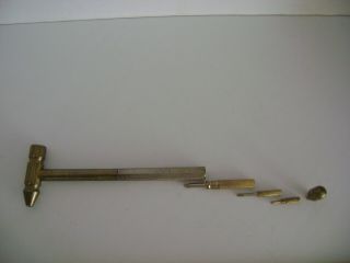 Vintage Brass Jewlers / Machinist Hammer w/ nesting screwdriver 6 1/2 