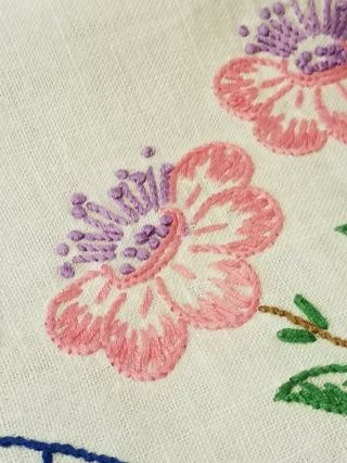 Vintage Set of 5 Hand Embroidered Dresser Scarf Table Runner Vanity Doily Floral 4