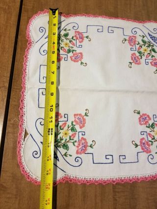 Vintage Set of 5 Hand Embroidered Dresser Scarf Table Runner Vanity Doily Floral 8