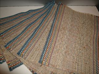 Vintage Woven Wool Placemats Set Of 6 Colonial Blue Orange Tans & White 16 " X 12