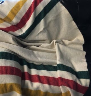 Woolrich Hudson Bay Striped Wool Blanket Made In Usa 66 X 84