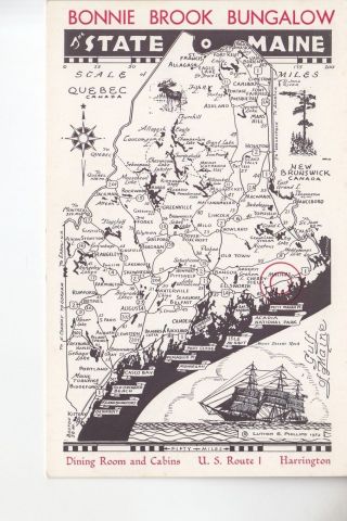B & W State Of Maine Road Map To Bonnie Brook Bungalow Harrington Me