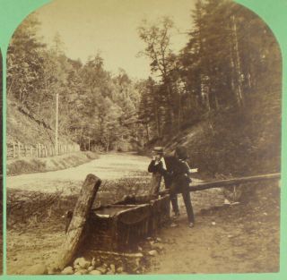 Vintage Kimball Stereoview Bored Man In Suit Loafing On Dirt Road Concord Nh