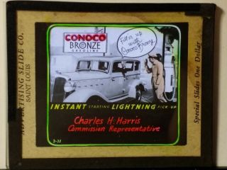 Conoco Bronze Gasoline Advertising,  Charles Harris,  Magic Lantern Glass Slide 2