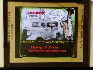 Conoco Bronze Gasoline Advertising,  Charles Harris,  Magic Lantern Glass Slide 3