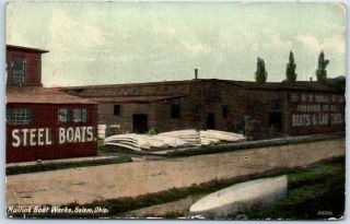 Salem,  Ohio Postcard Mulling Boat Factory Building View C1910s