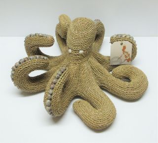 Rare Handcrafted Nautical Octopus Sculpture,  Paper Mache,  Rope And Shells W/ta