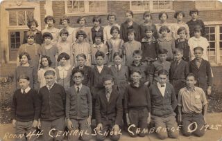 Cambridge Ohio 1925 Rppc Real Photo Postcard Room 44 Central School Children