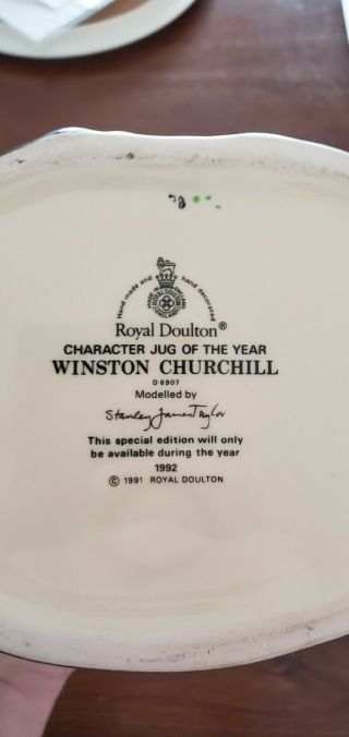 1992 Royal Doulton Winston Churchill Bulldog Character Jug of the Year D6907 4
