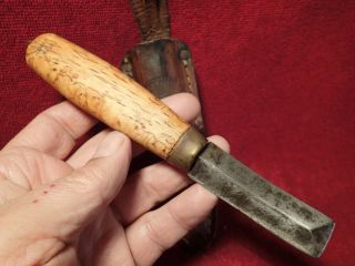 J.  Marttiini Curved Blade Knife Puukko W Burl Wood Handle Finland Finnish