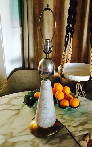 Vintage Mid Century Modern Table Lamp Glass Light Atomic Style