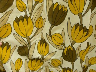 Vintage Barkcloth Era 4panels Fabric Upholstery Drapery Bigger Than Life Tulips