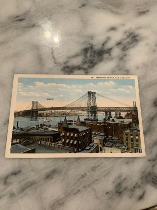 Vintage Postcard Williamsburg Bridge Brooklyn Ny York Rare