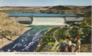 Grand Coulee Dam Washington Wa Washington St.  Advertising Commission Postcard