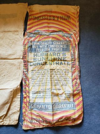 Vintage feed sacks,  Hubbard ' s Sunshine Concentrate 5
