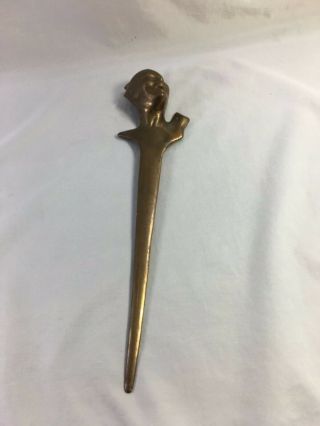Art Nouveau Bronze Letter Opener With Head Of Young Boy Girl