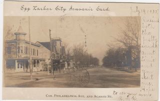 Rppc Real Photo Egg Harbor City Nj Souvenir Philadelphia Ave & Adassiz St 1905