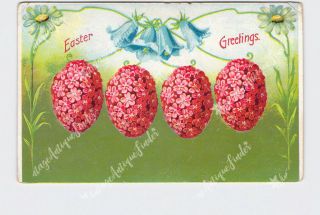 Ppc Postcard Easter Greetings Eggs Made Of Flowers Embossed